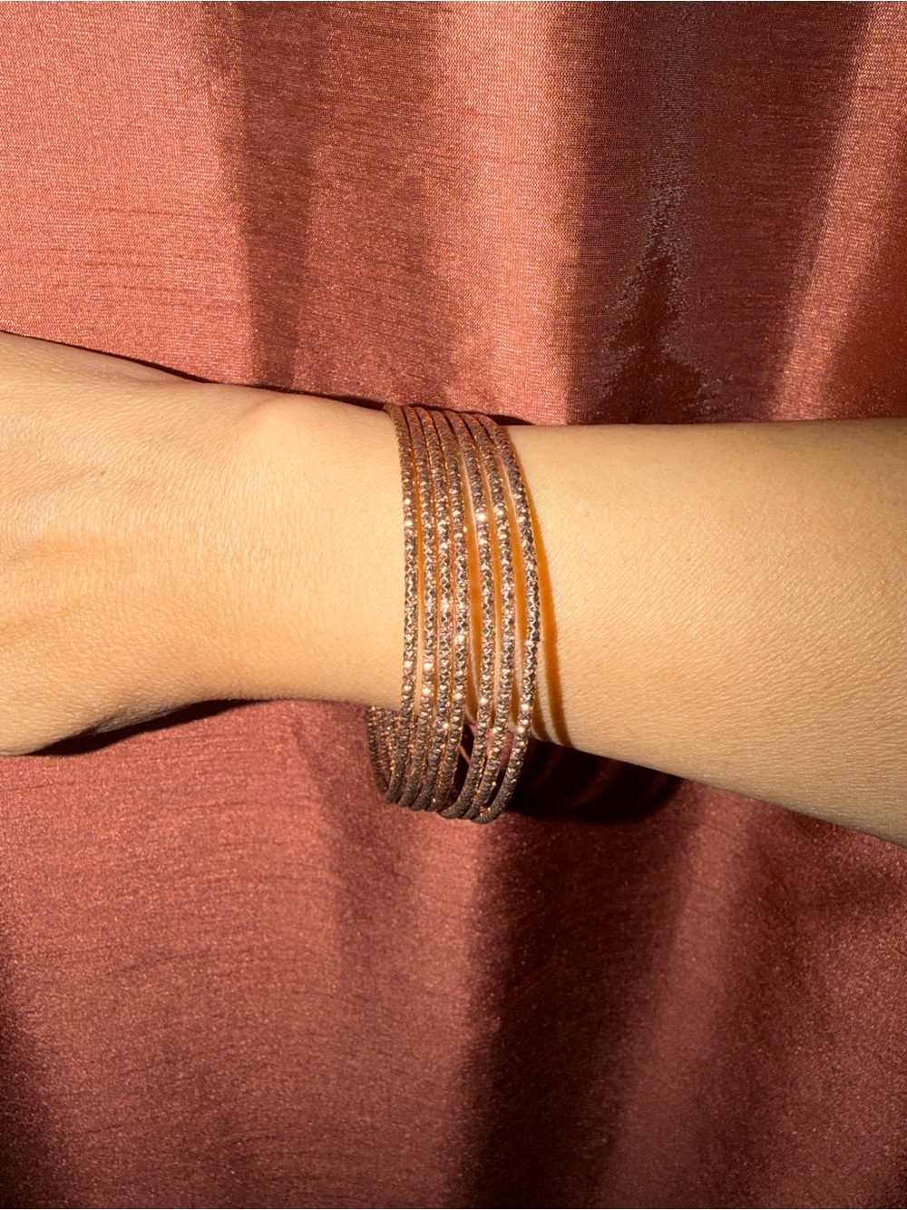 Elegant Rose Gold Multi-Band Bangle Bracelet